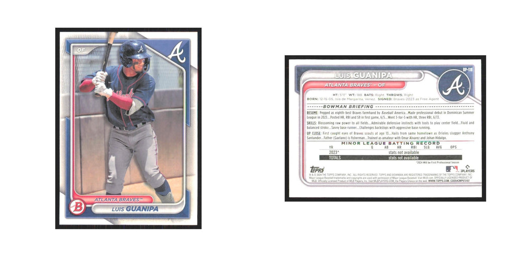 2024 Bowman Prospects Luis Guanipa Braves #BP-118