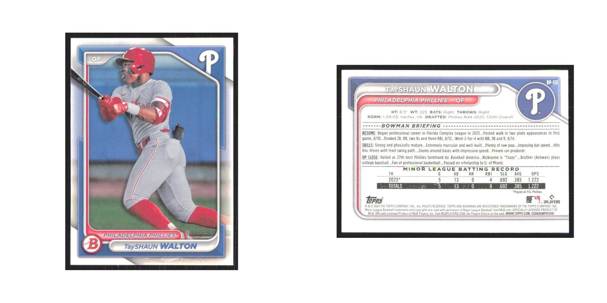 2024 Bowman Prospects TayShaun Walton Phillies #BP-113