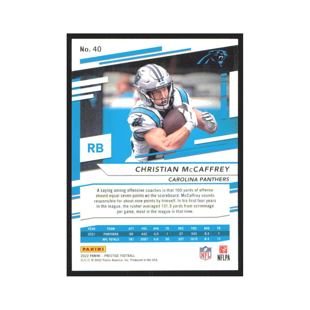 2022 Panini Prestige Christian McCaffrey 49ers #40