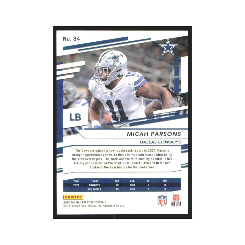 2022 Panini Prestige Micah Parsons Cowboys #84
