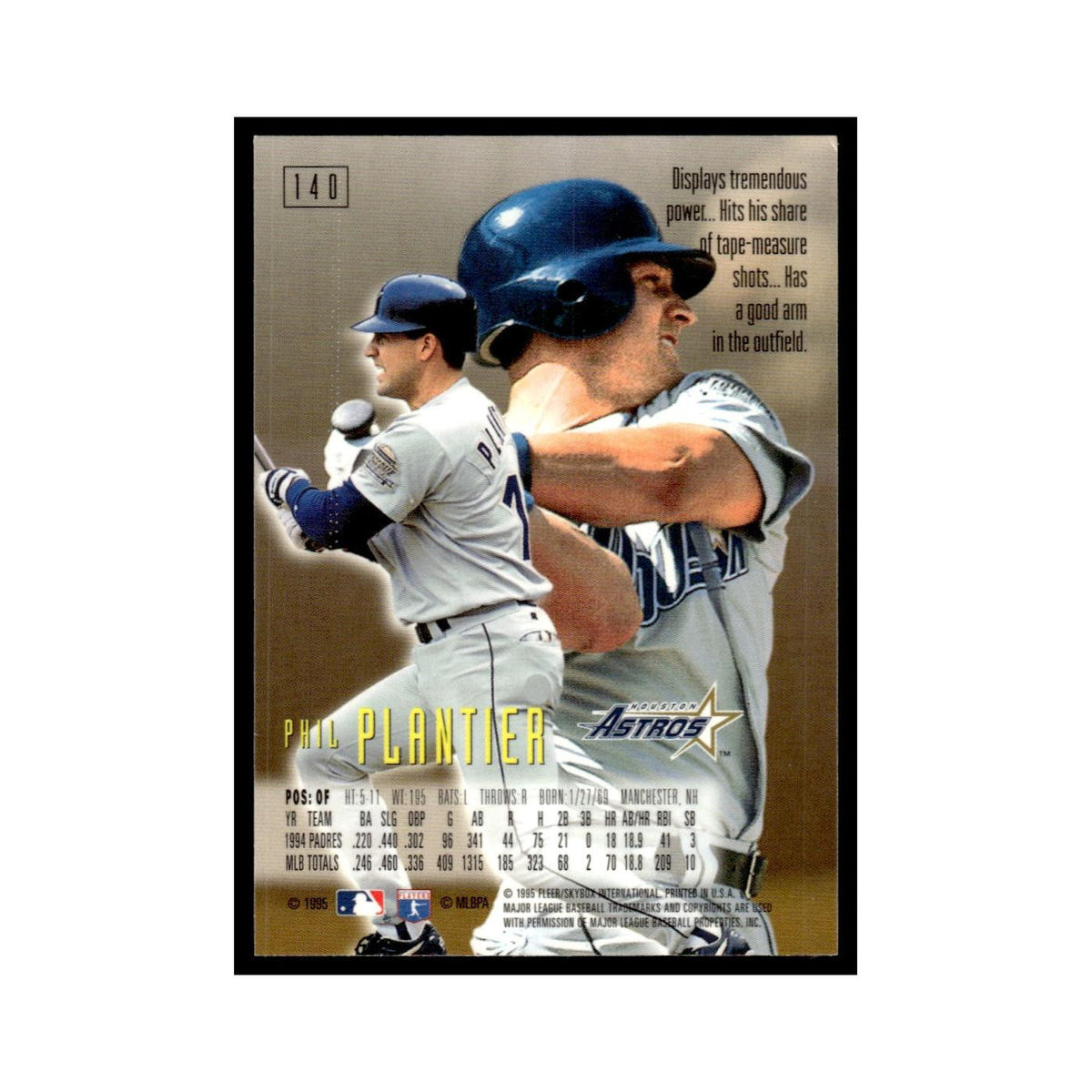 Phil Plantier 1995 SkyBox E-Motion #140 Houston Astros Baseball Card NM