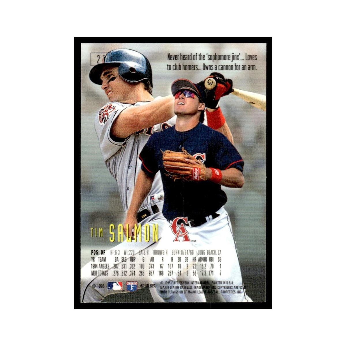 Tim Salmon 1995 SkyBox E-Motion #21 California Angels Baseball Card NM