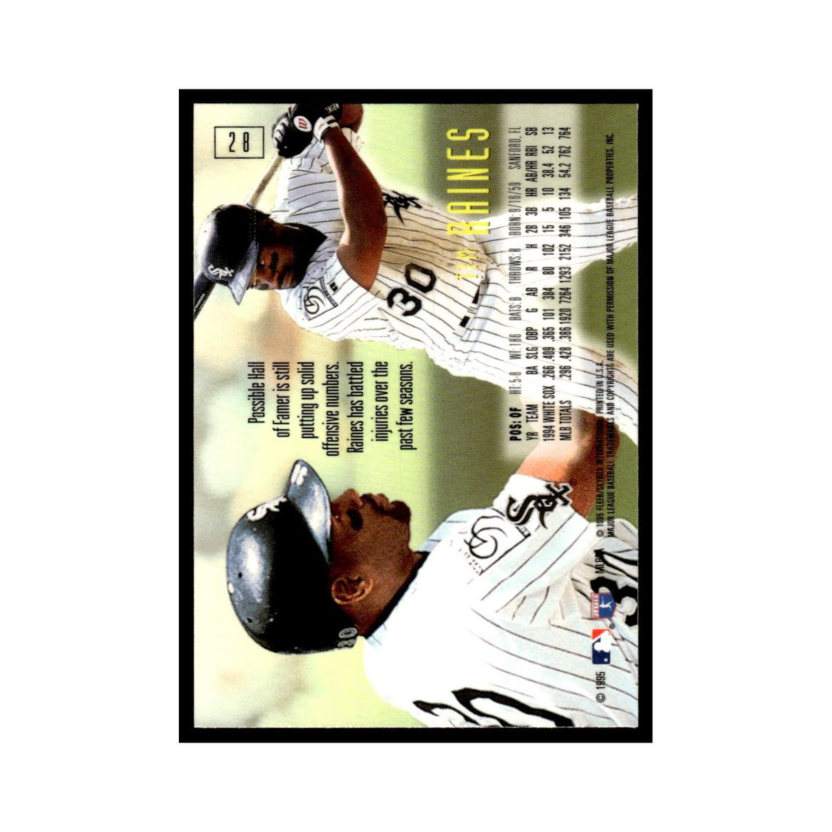 Tim Raines 1995 SkyBox E-Motion #28 Chicago White Sox Baseball Card NM