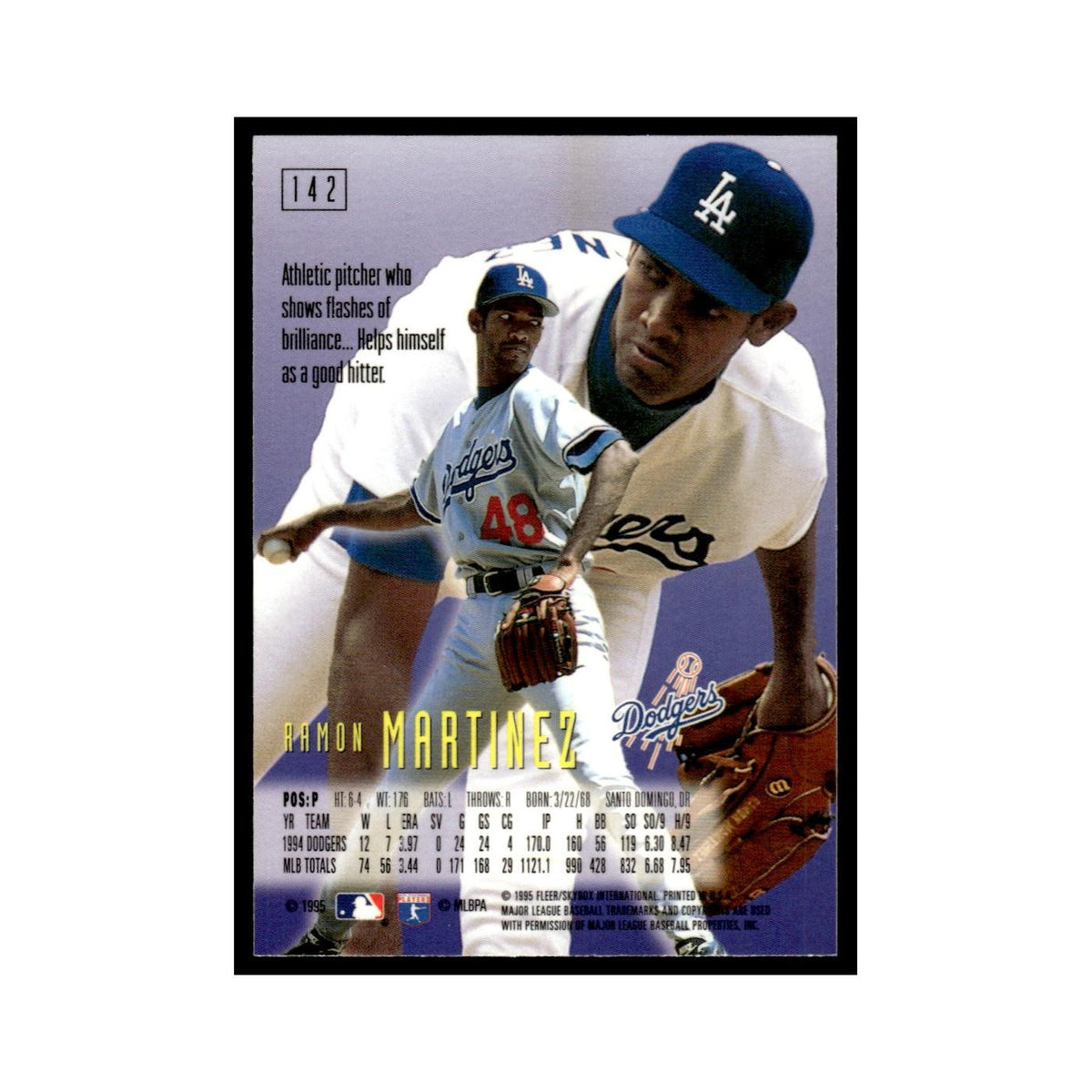 Ramon Martinez 1995 SkyBox E-Motion #142 Los Angeles Dodgers Baseball Card NM