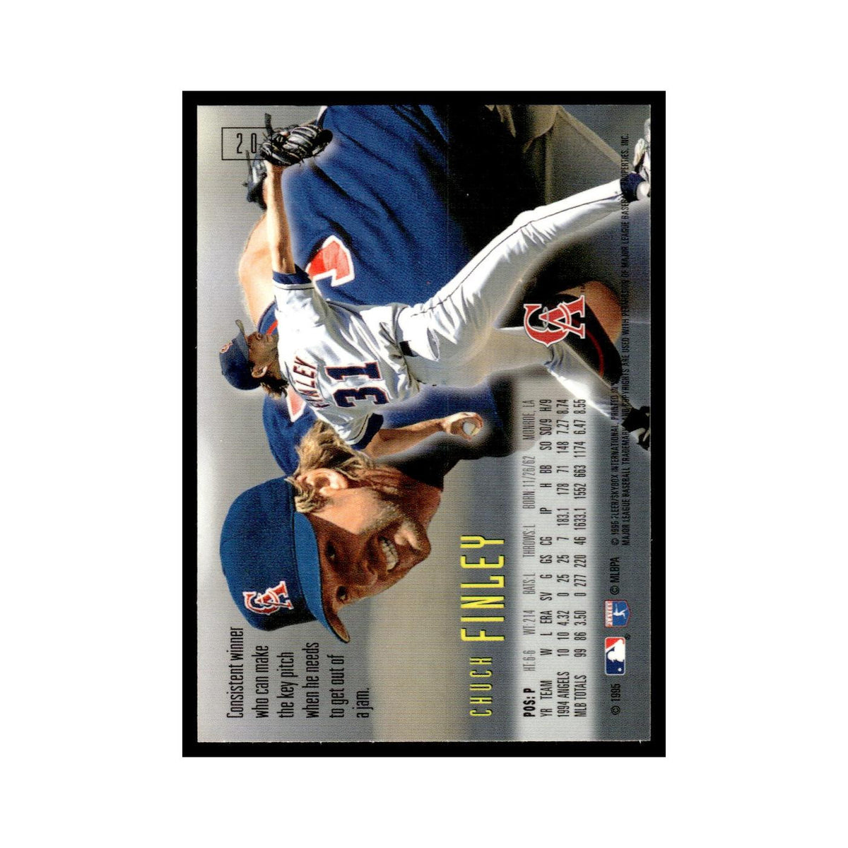 Chuck Finley 1995 SkyBox E-Motion #20 California Angels Baseball Card NM