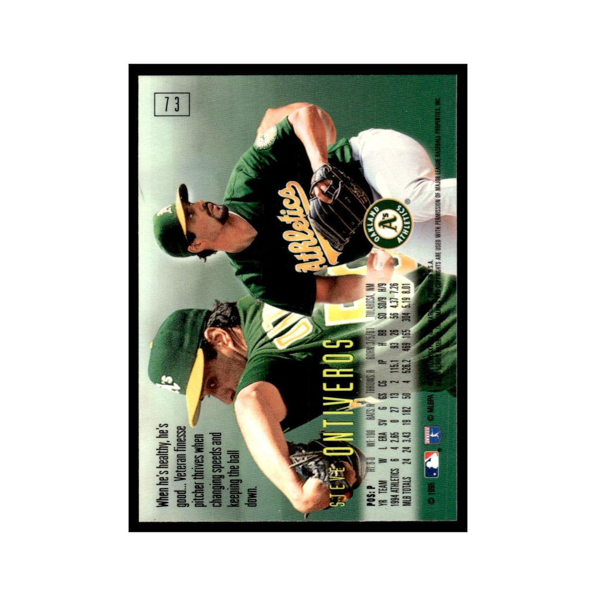Steve Ontiveros 1995 SkyBox E-Motion #73 Oakland Athletics Baseball Card NM