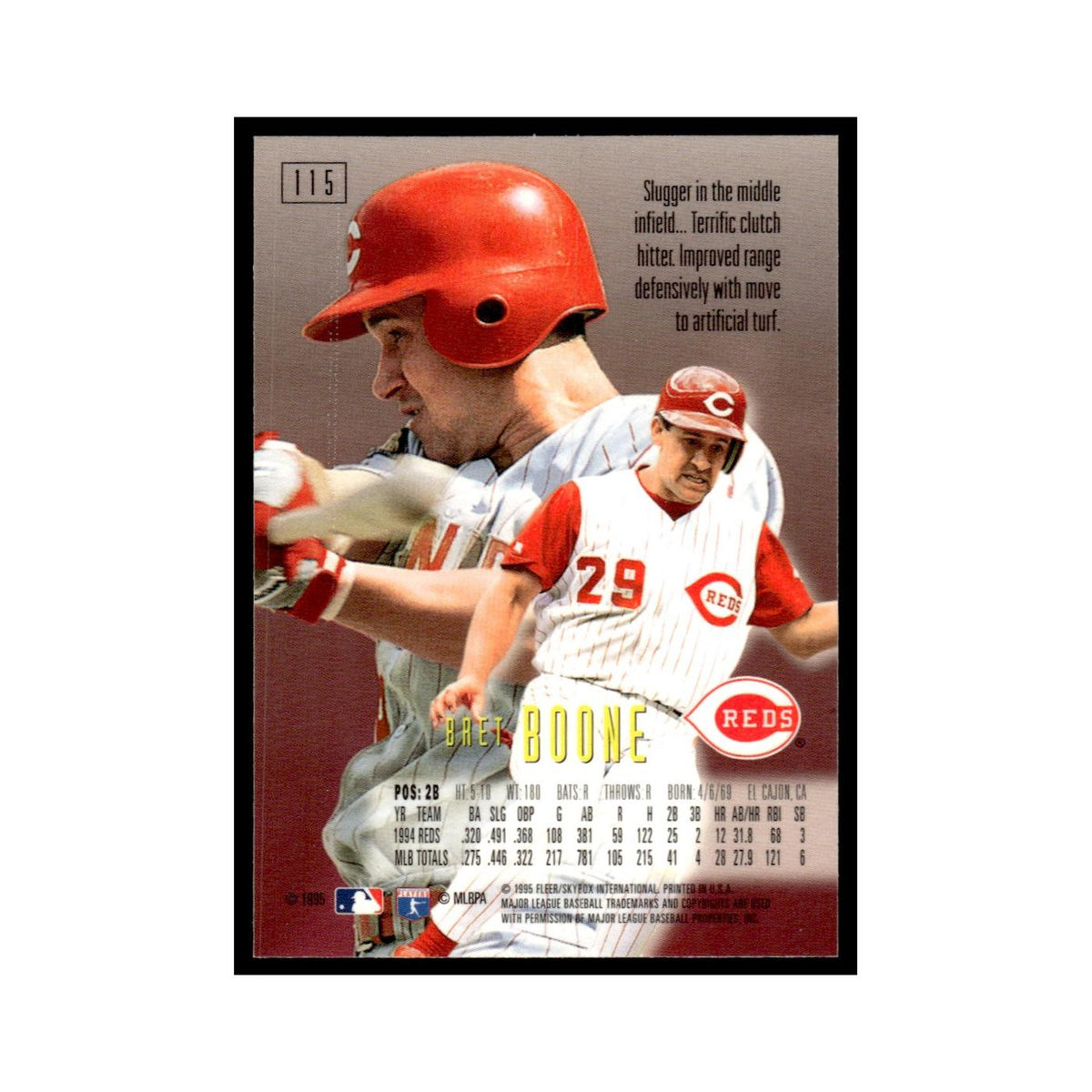 Bret Boone 1995 SkyBox E-Motion #115 Cincinnati Reds Baseball Card NM