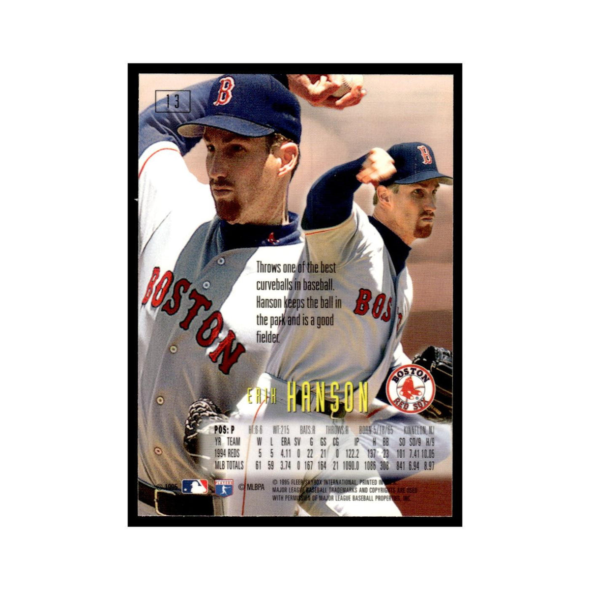 Erik Hanson 1995 SkyBox E-Motion #13 Boston Red Sox Baseball Card NM