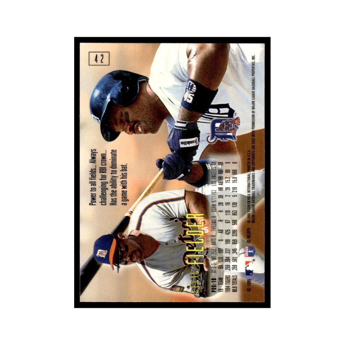 Cecil Fielder 1995 SkyBox E-Motion #42 Detroit Tigers Baseball Card NM