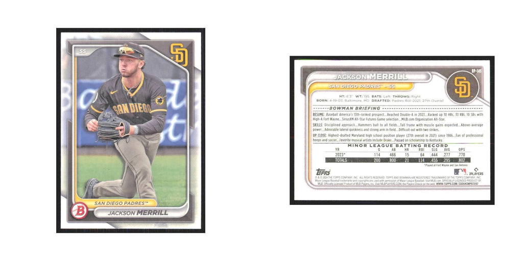2024 Bowman Prospects Jackson Merrill Padres #BP-145