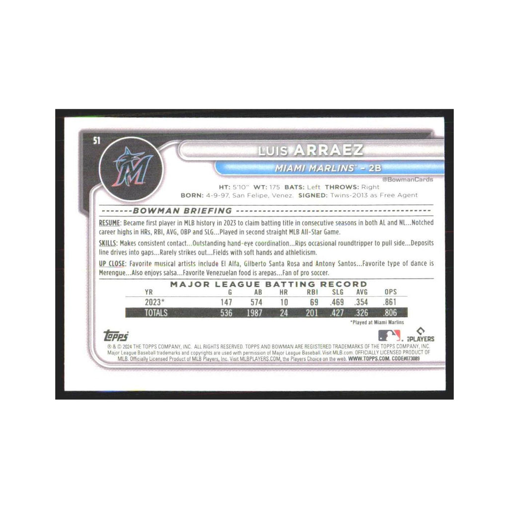 2024 Bowman Luis Arraez Marlins #51