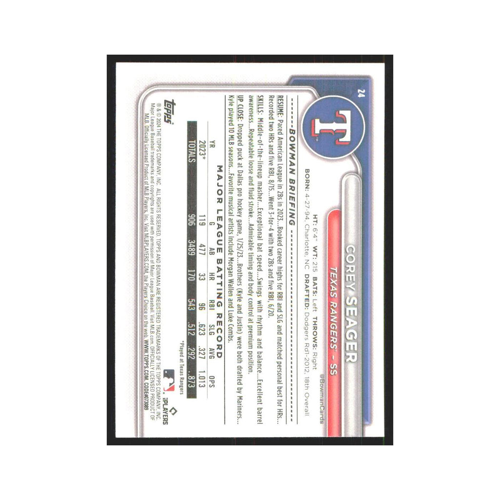 2024 Bowman Corey Seager Rangers #24