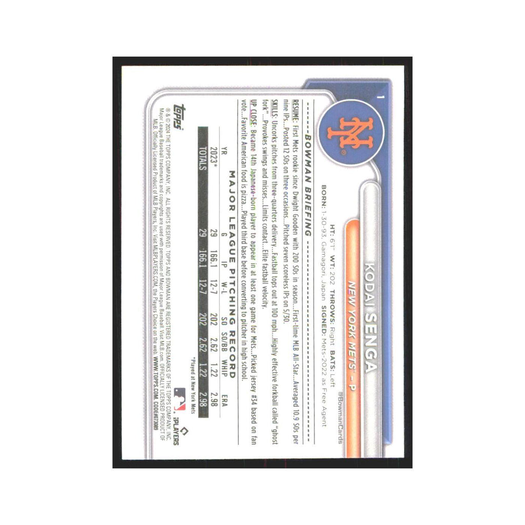 2024 Bowman Kodai Senga Mets #1