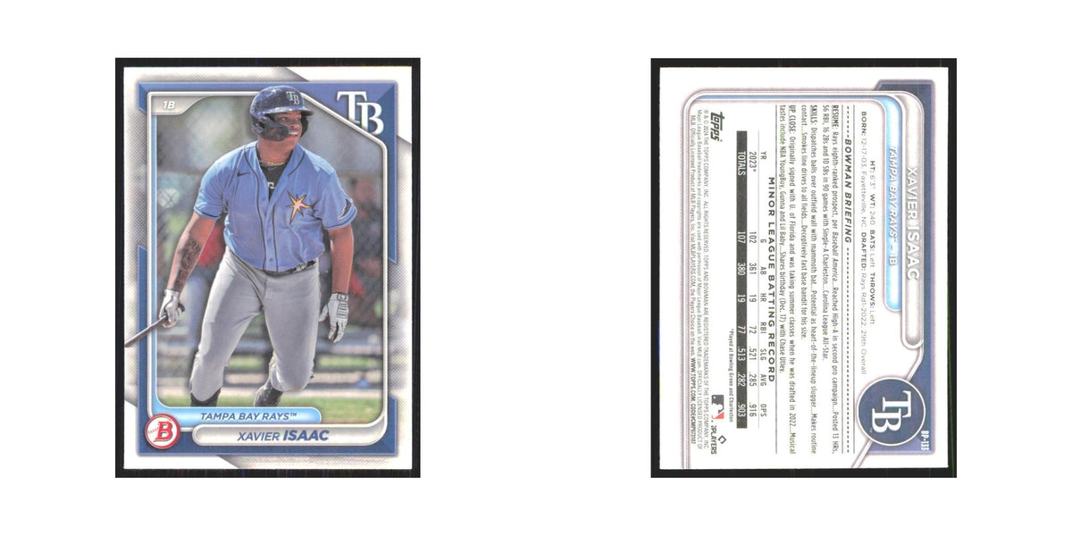 2024 Bowman Prospects Xavier Isaac Rays #BP-133