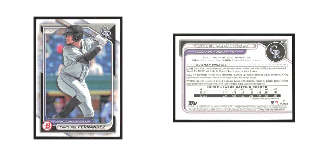 2024 Bowman Prospects Yanquiel Fernandez Rockies #BP-90
