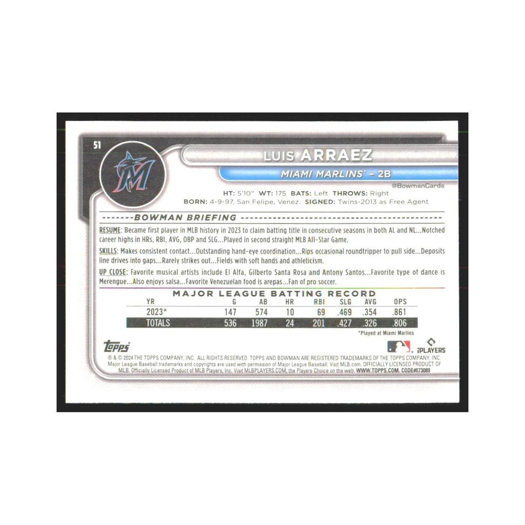 2024 Bowman Luis Arraez Marlins #51