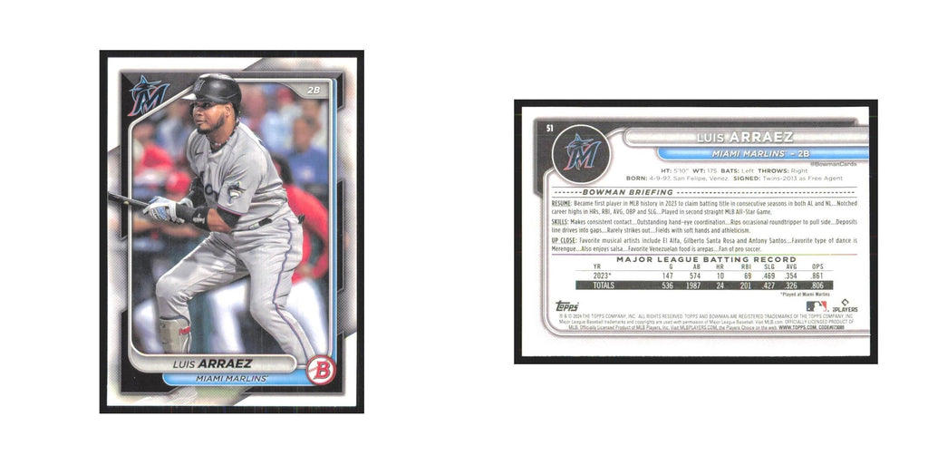 2024 Bowman Luis Arraez Marlins #51
