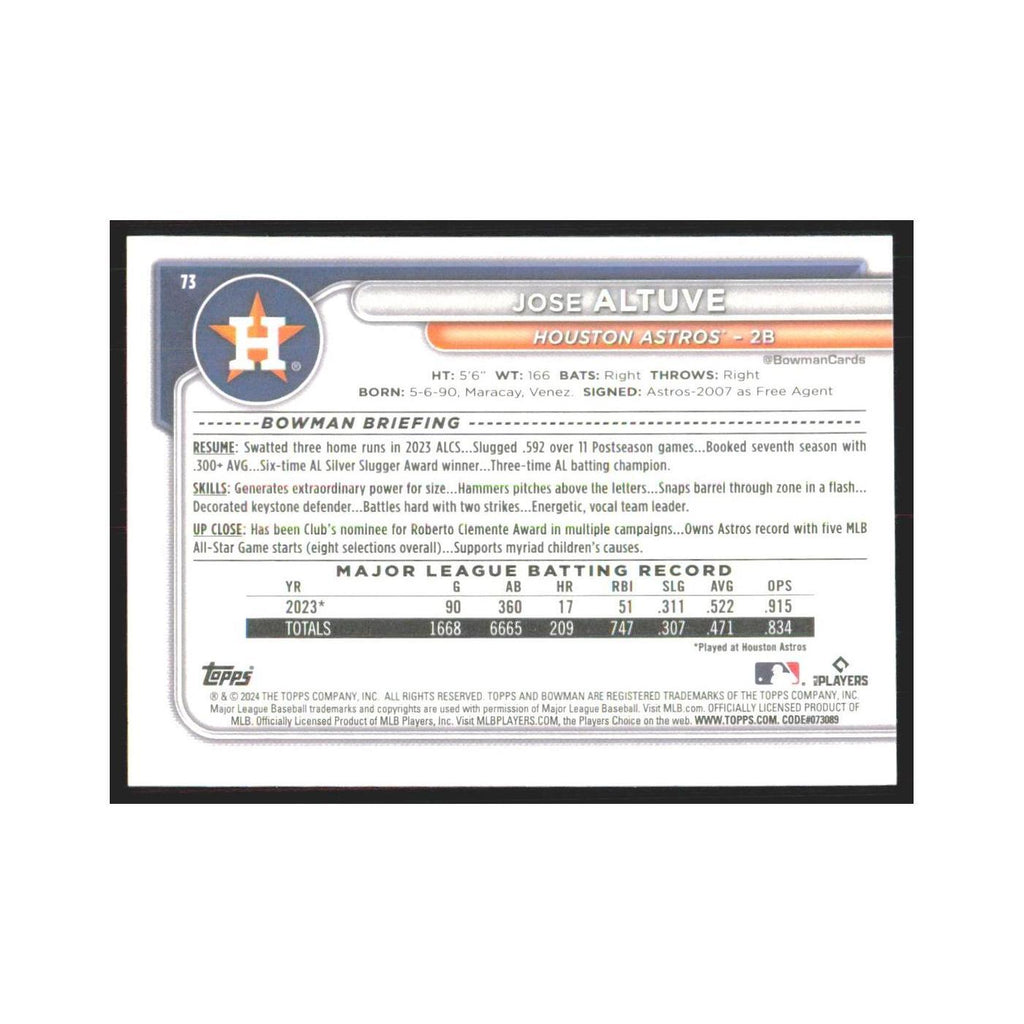 2024 Bowman Jose Altuve Astros #73
