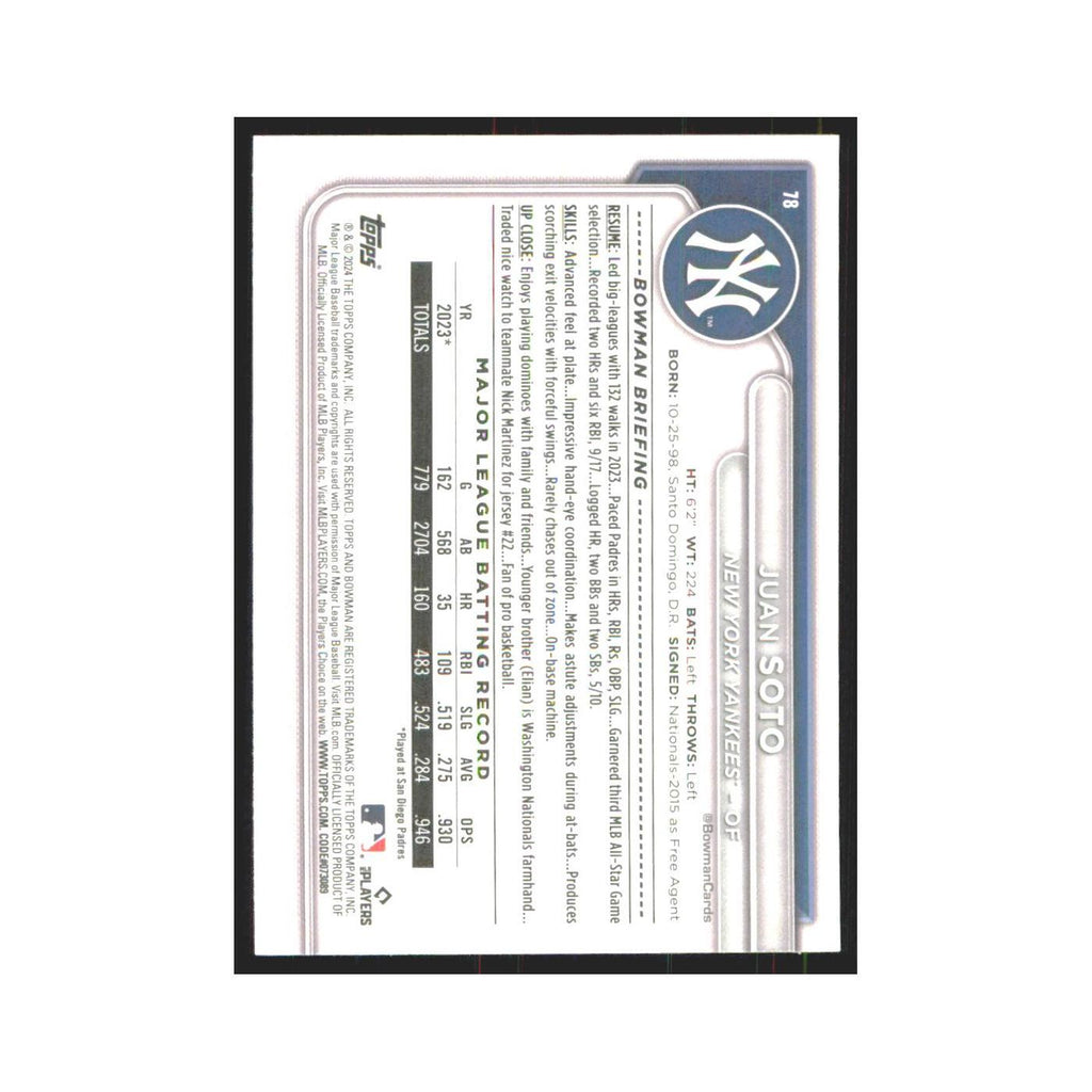 2024 Bowman Juan Soto Yankees #78