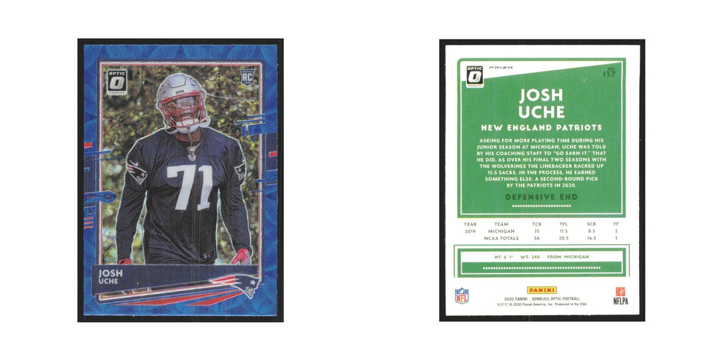 2020 Donruss Optic Blue Scope Josh Uche RC Patriots #137