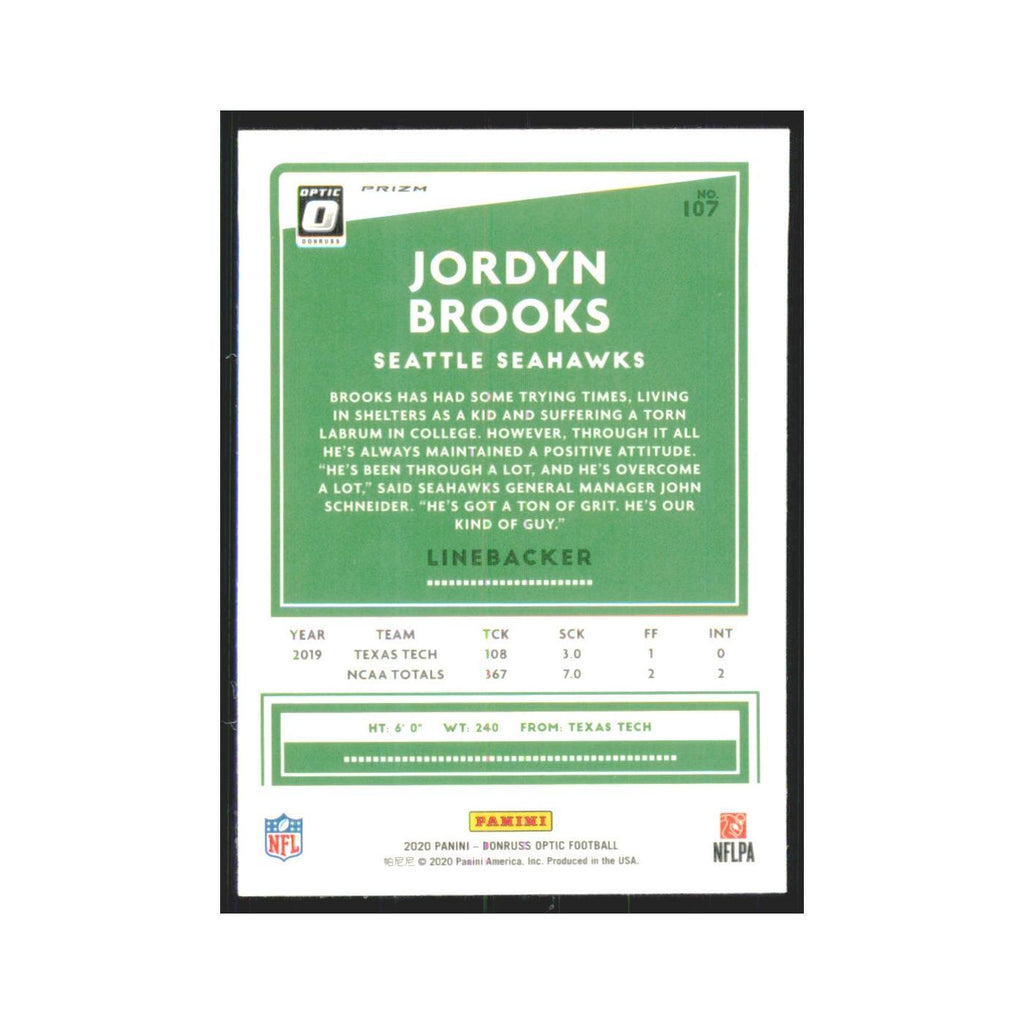 2020 Donruss Optic Silver Jordyn Brooks RC Seahawks #107