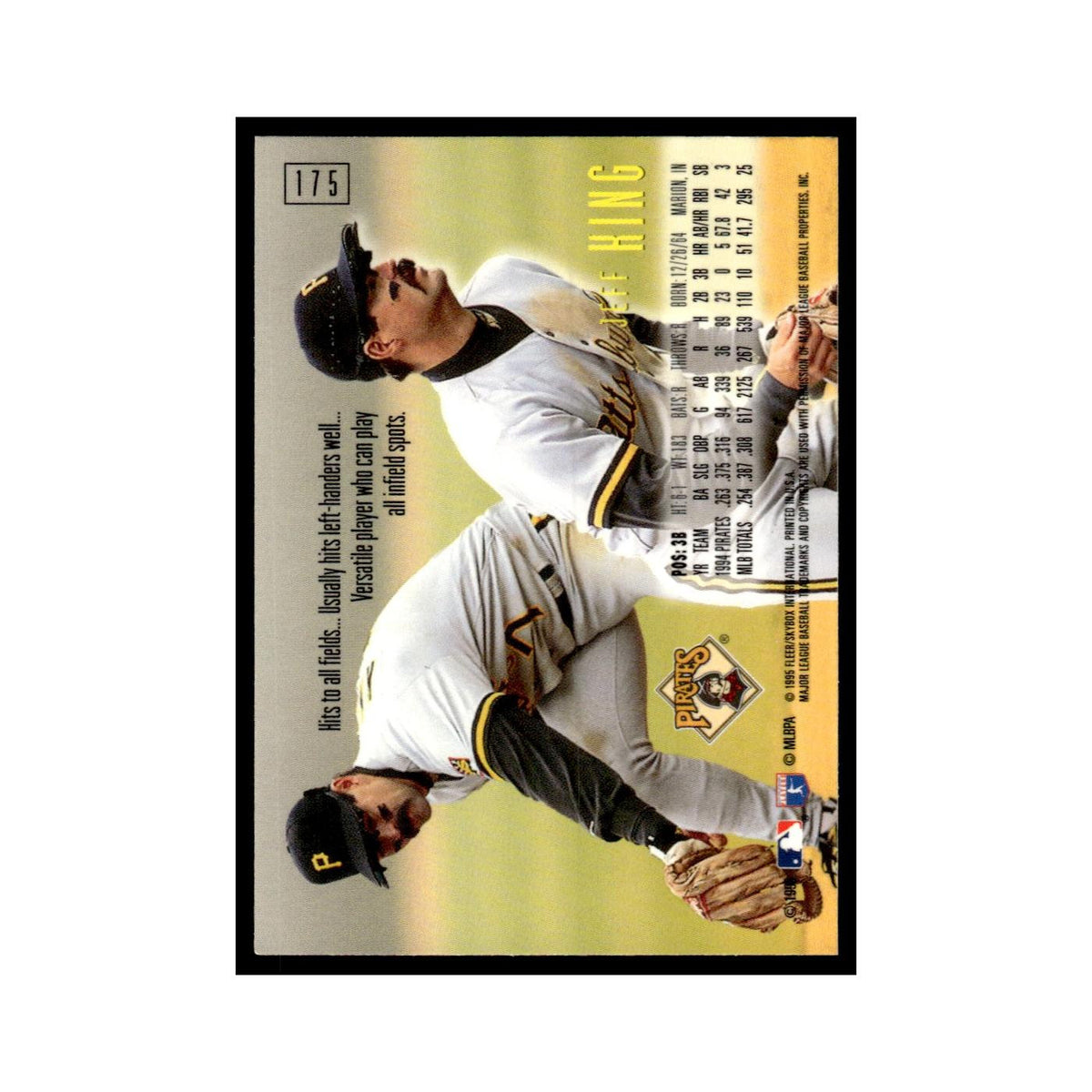 Jeff King 1995 SkyBox E-Motion #175 Pittsburgh Pirates Baseball Card NM