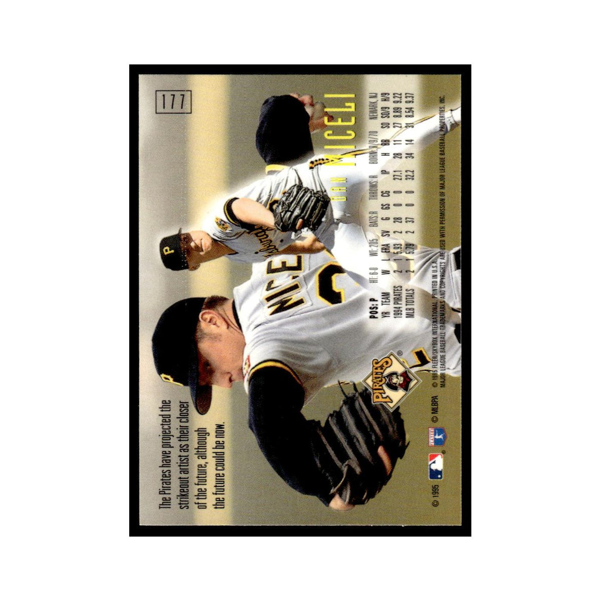 Dan Miceli 1995 SkyBox E-Motion #177 Pittsburgh Pirates Baseball Card NM