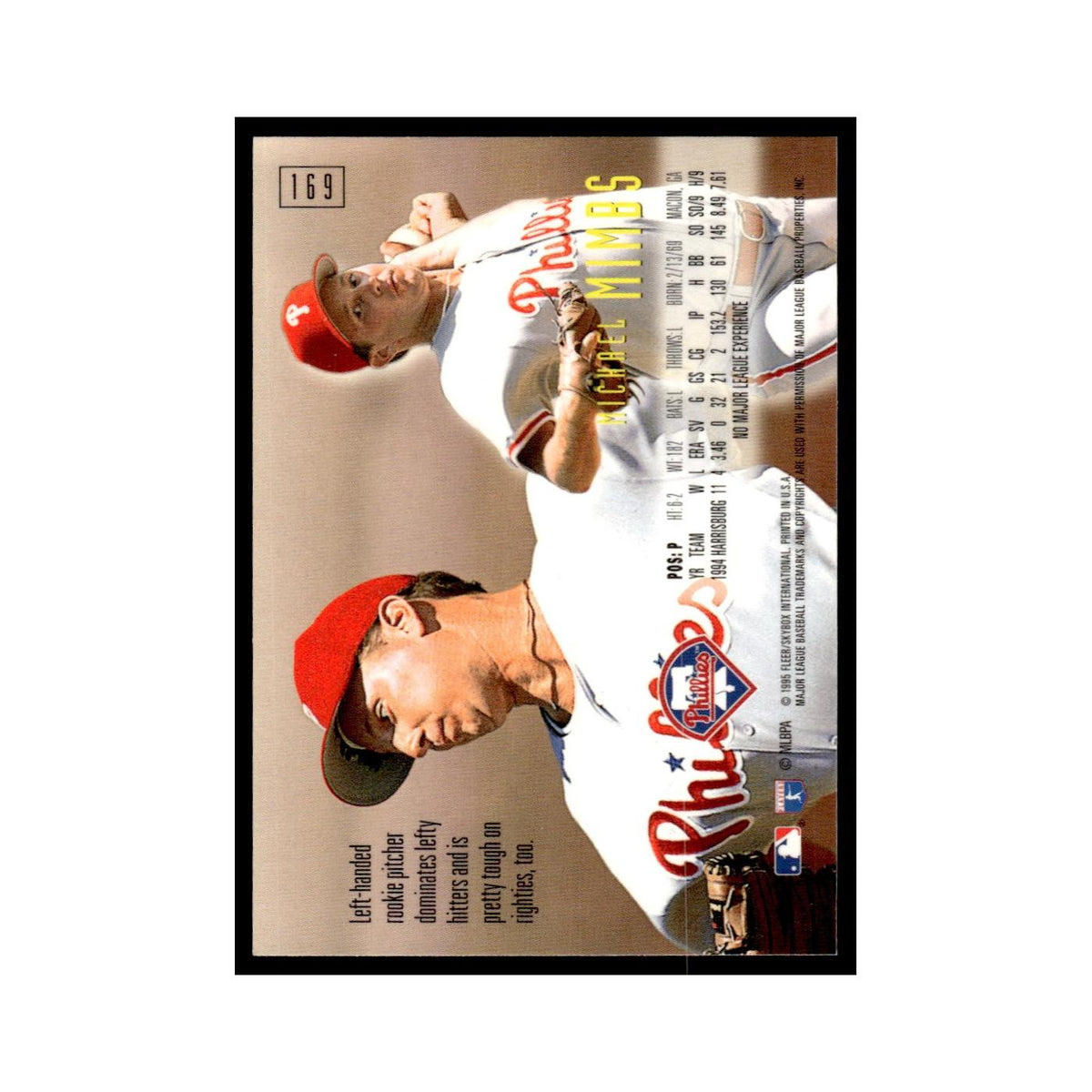 Michael Mimbs 1995 SkyBox E-Motion #169 Philadelphia Phillies Baseball Card NM