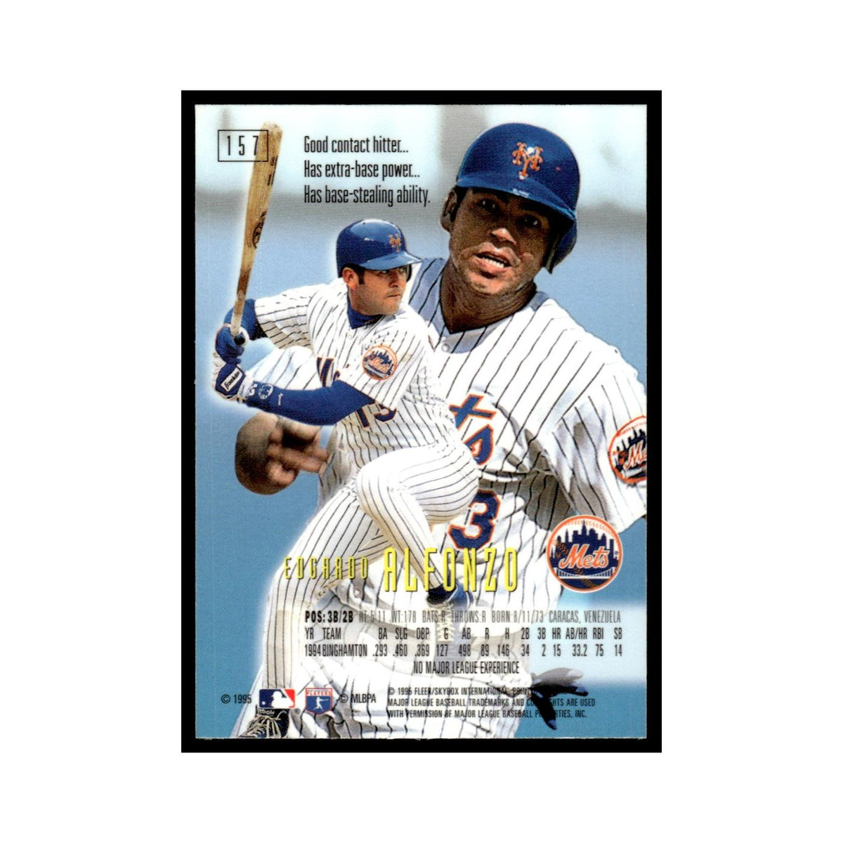 Eduardo Alfonzo 1995 SkyBox E-Motion #157 New York Mets Baseball Card NM