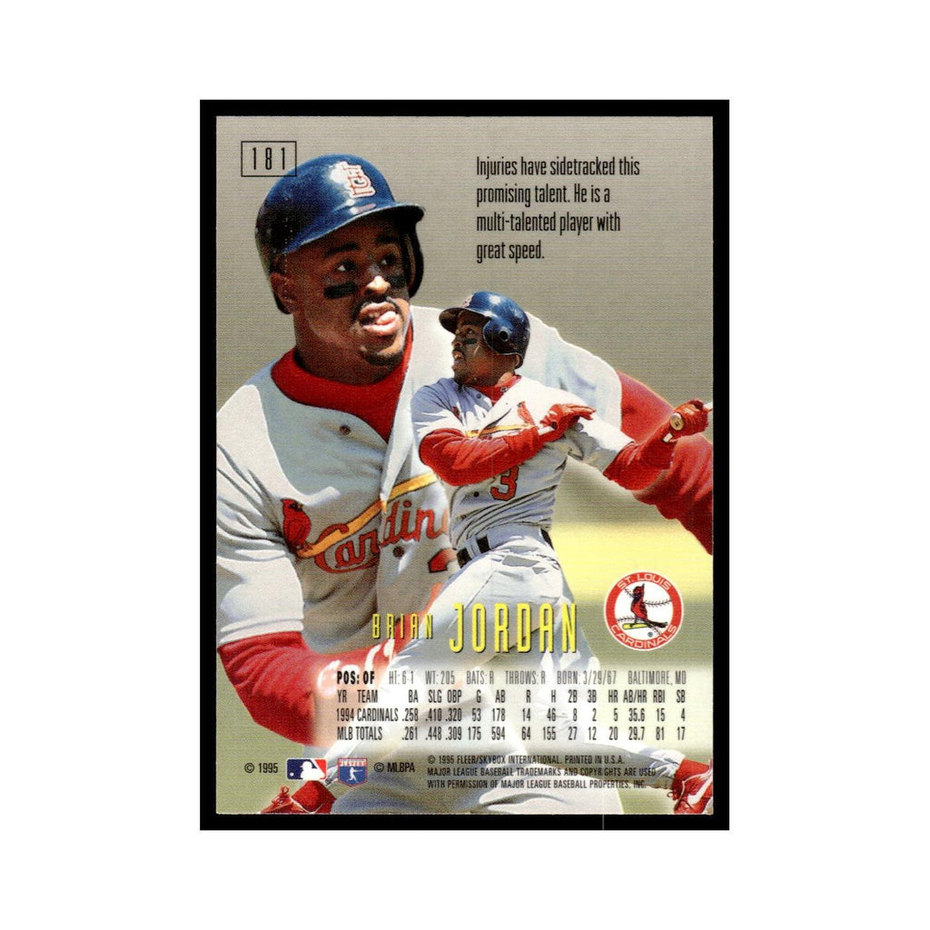 Brian Jordan 1995 SkyBox E-Motion #181 St. Louis Cardinals Baseball Card NM
