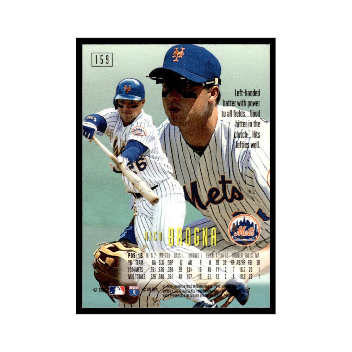 Rico Brogna 1995 SkyBox E-Motion #159 New York Mets Baseball Card NM