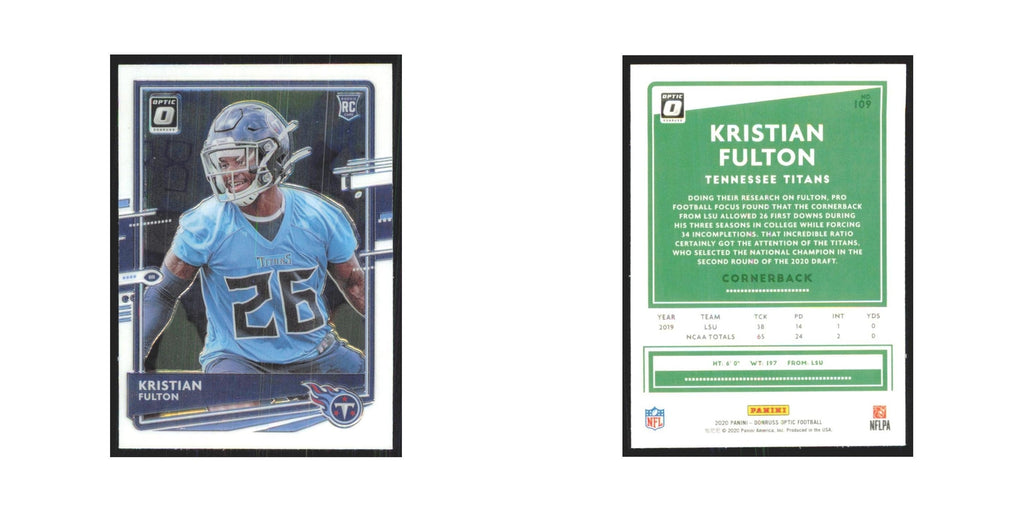 2020 Donruss Optic Kristian Fulton RC Titans #109
