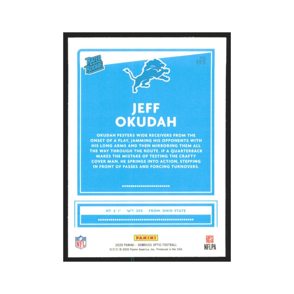 2020 Donruss Optic Jeff Okudah RC Lions #193