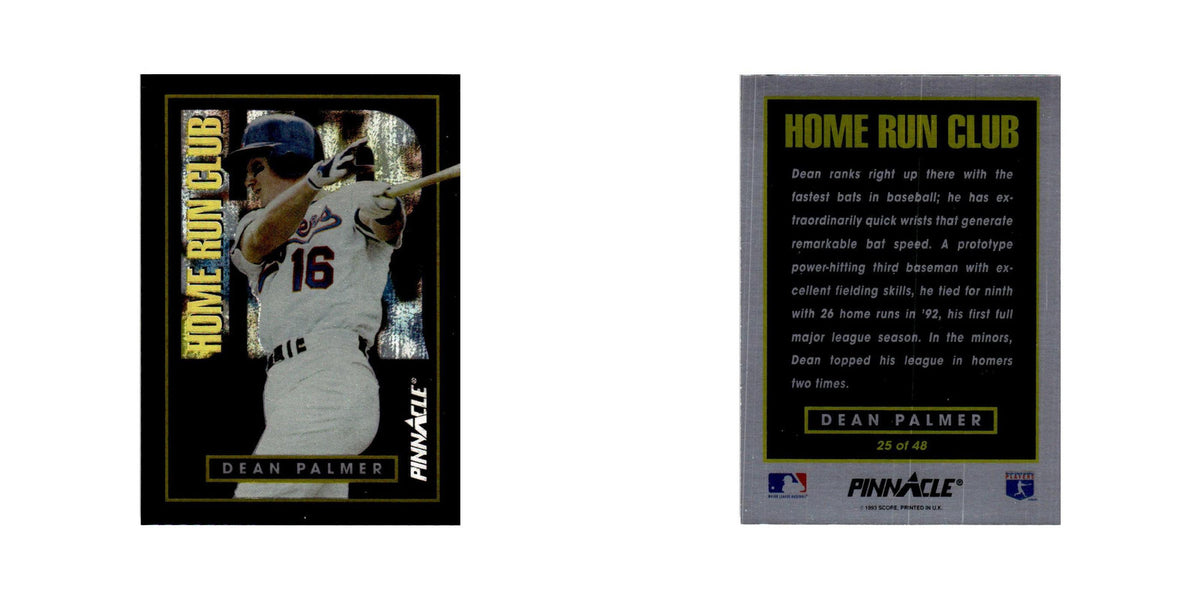 Dean Palmer 1993 Pinnacle Home Run Club #25 Texas Rangers Baseball Card NM