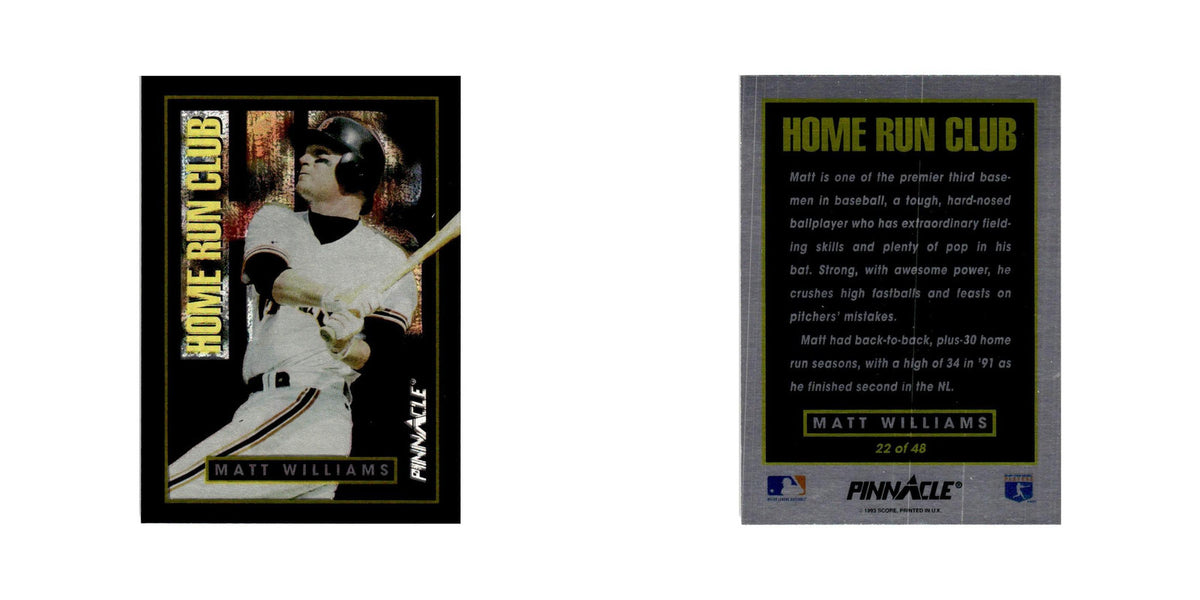 Matt Williams 1993 Pinnacle Home Run Club #22 San Francisco Giants NM