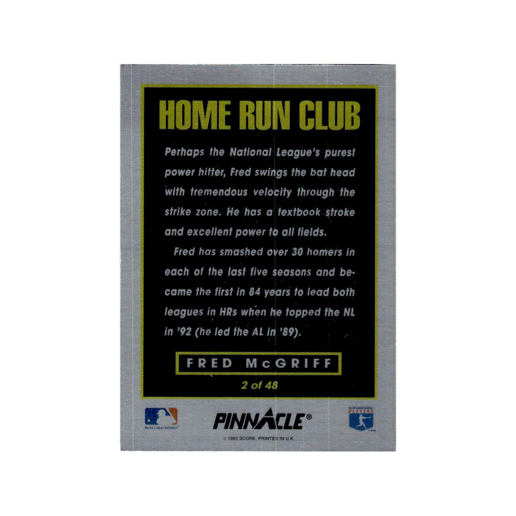 Fred McGriff 1993 Pinnacle Home Run Club #2 San Diego Padres Baseball Card NM