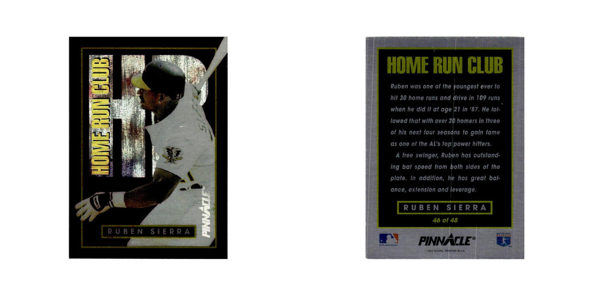 Ruben Sierra 1993 Pinnacle Home Run Club #46 Oakland Athletics Baseball Card NM