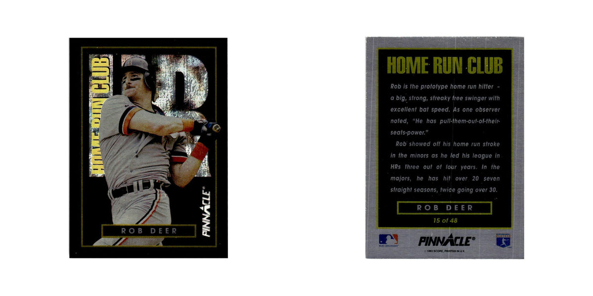 Rob Deer 1993 Pinnacle Home Run Club #15 Detroit Tigers Baseball Card NM