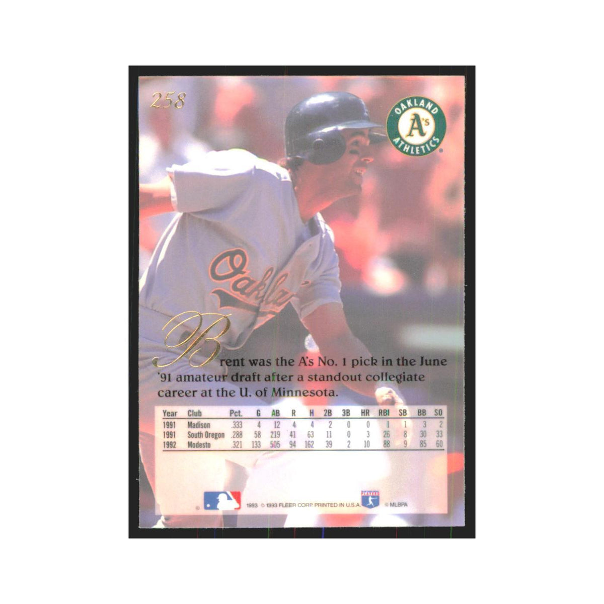 1993 Flair Brent Gates Athletics #258
