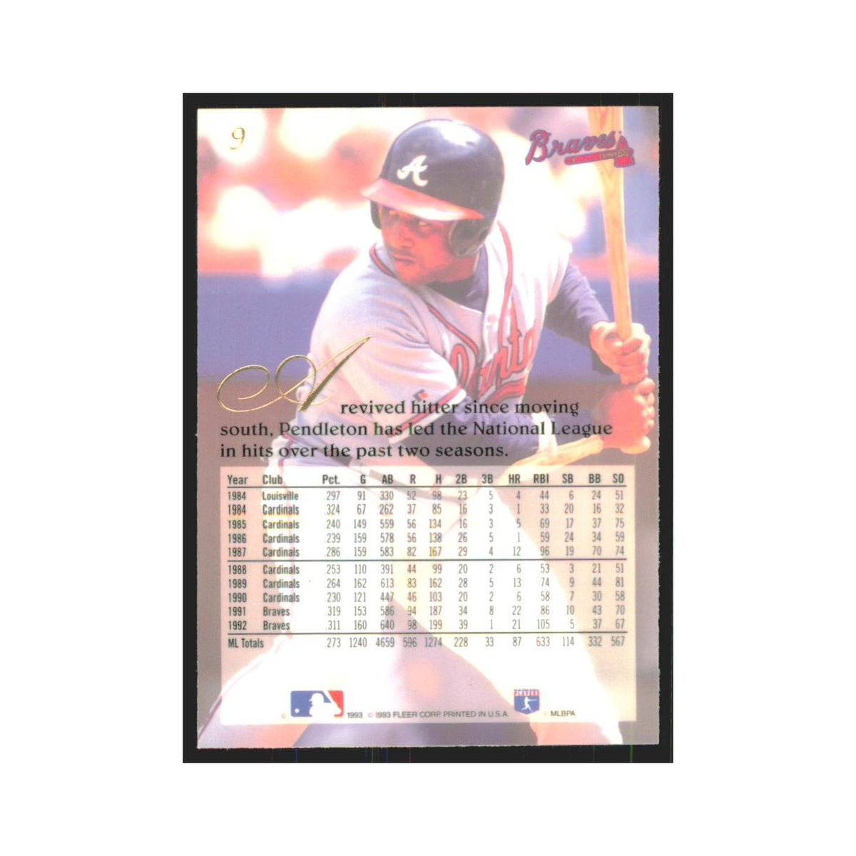 1993 Flair Terry Pendleton Braves #9