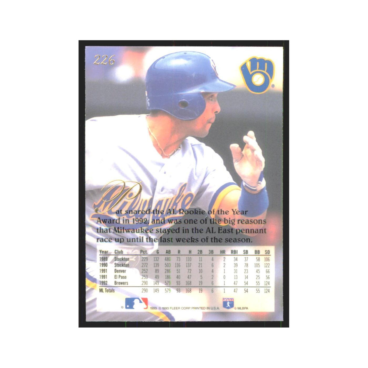 1993 Flair Pat Listach Brewers #226