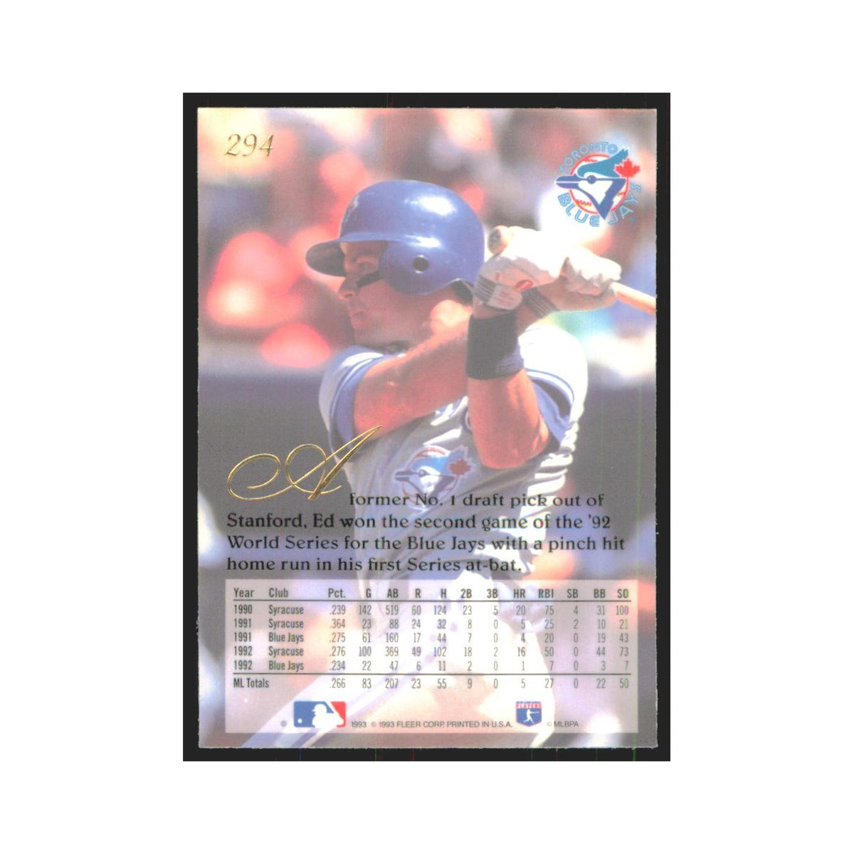 1993 Flair Ed Sprague Blue Jays #294