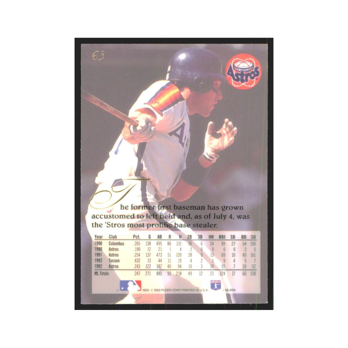 1993 Flair Luis Gonzalez Astros #63