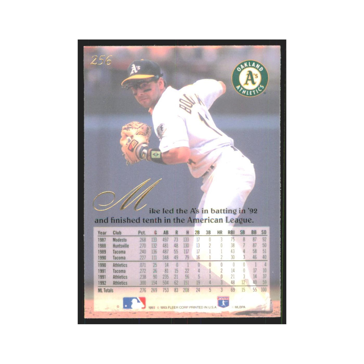1993 Flair Mike Bordick Athletics #256