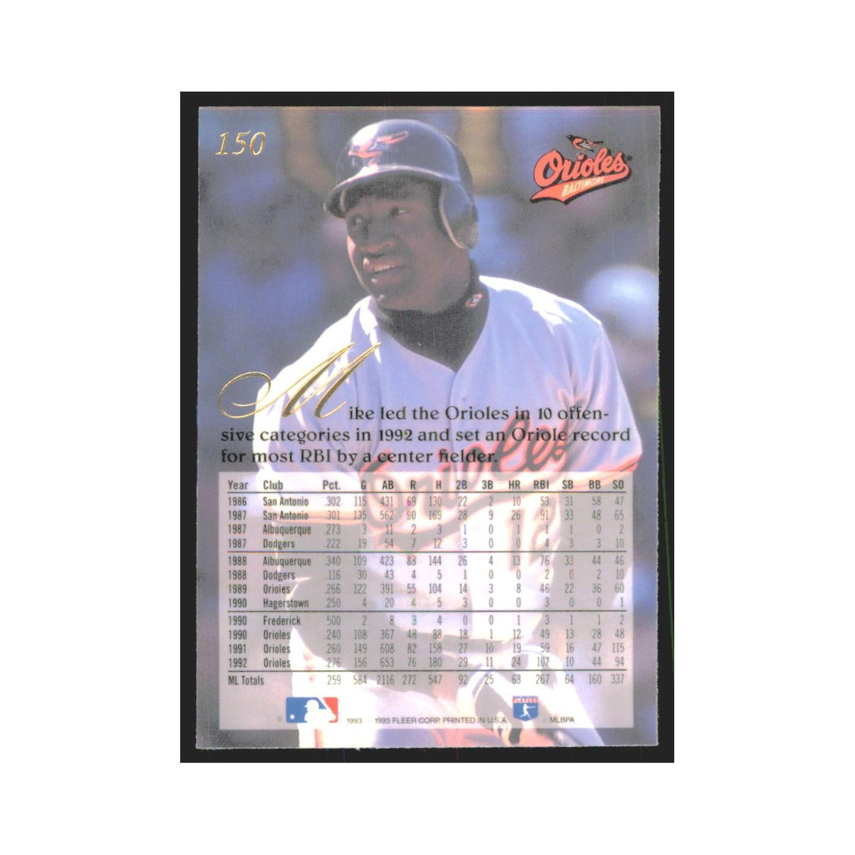 1993 Flair Mike Devereaux Orioles #150
