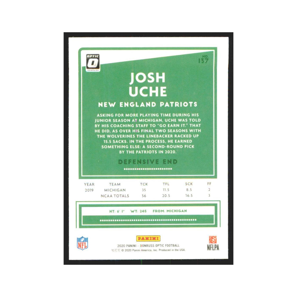 2020 Donruss Optic Josh Uche RC Patriots #137