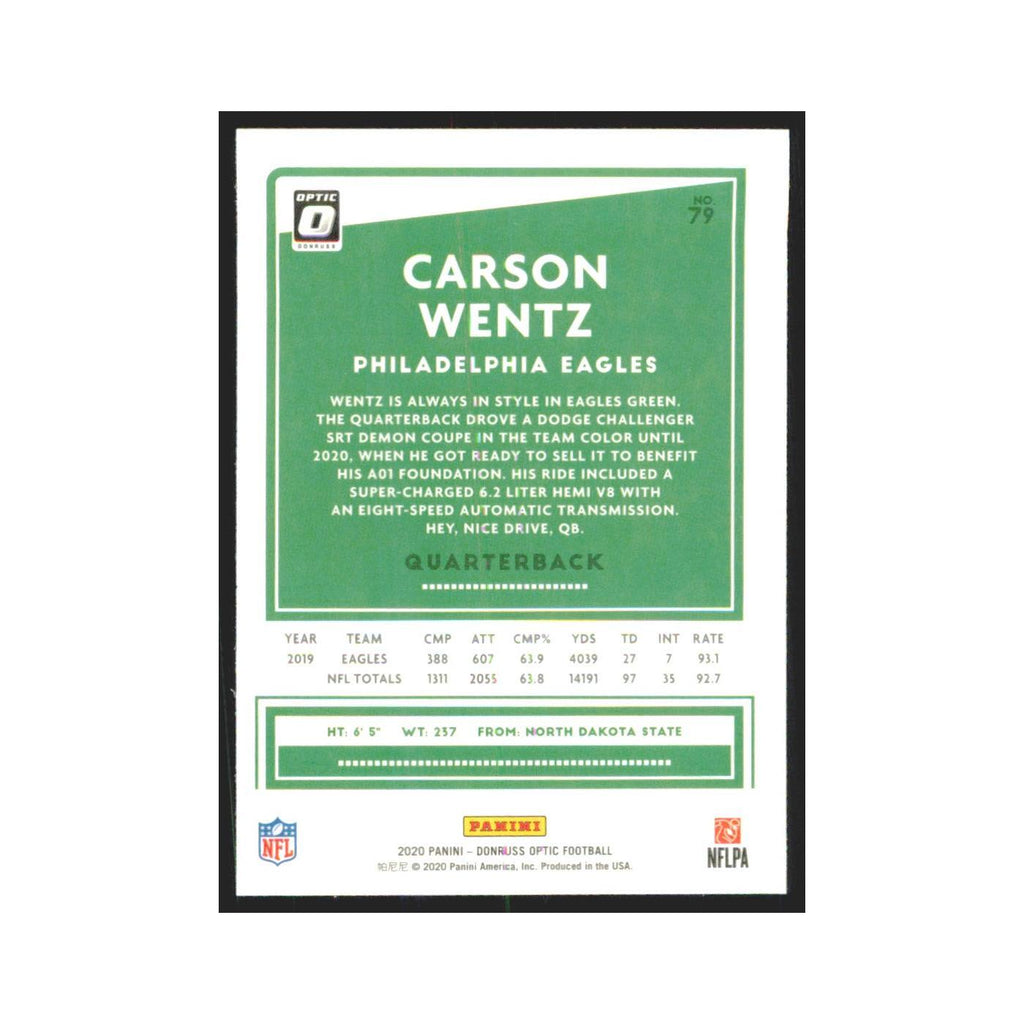 2020 Donruss Optic Carson Wentz Eagles #79