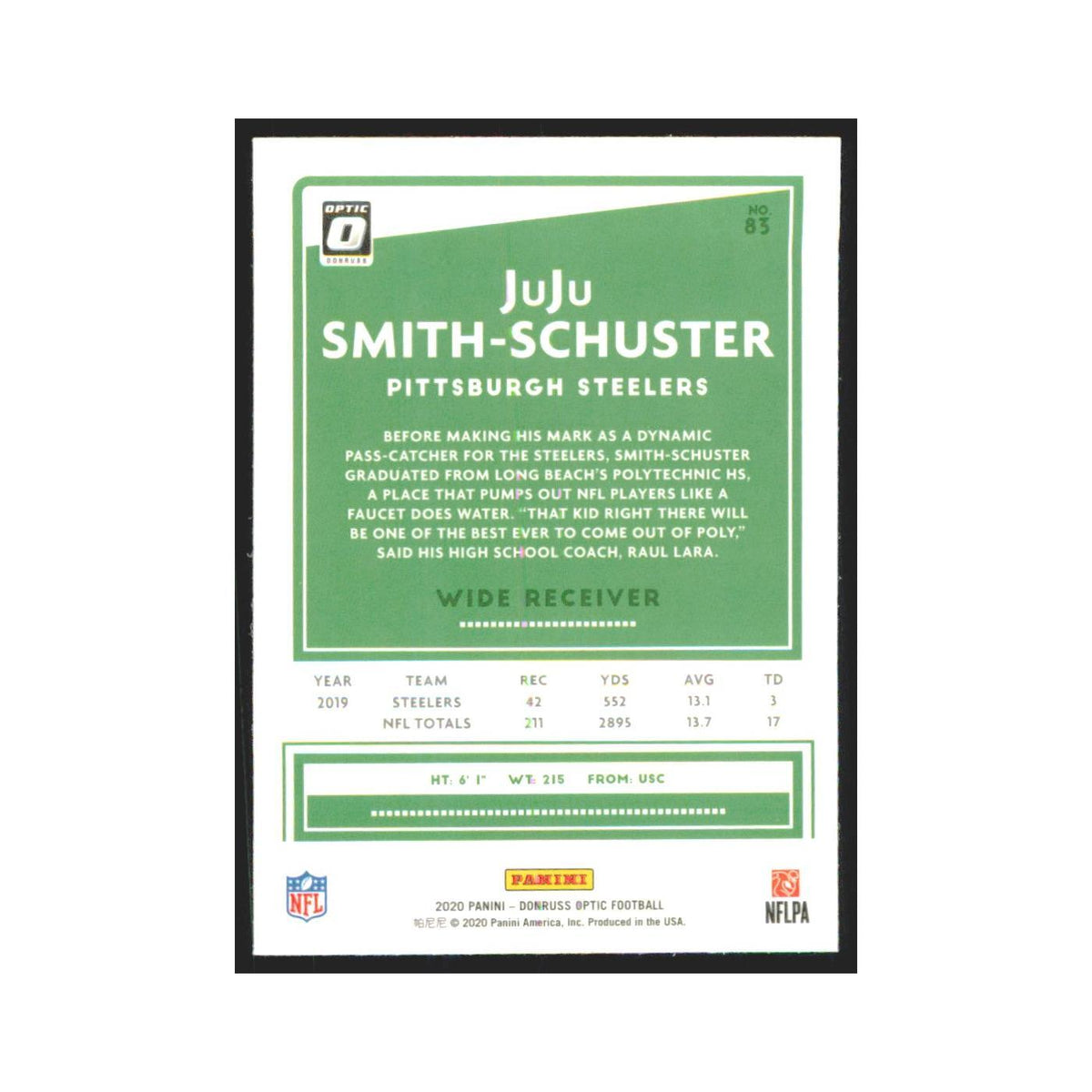 2020 Donruss Optic JuJu Smith-Schuster Steelers #83