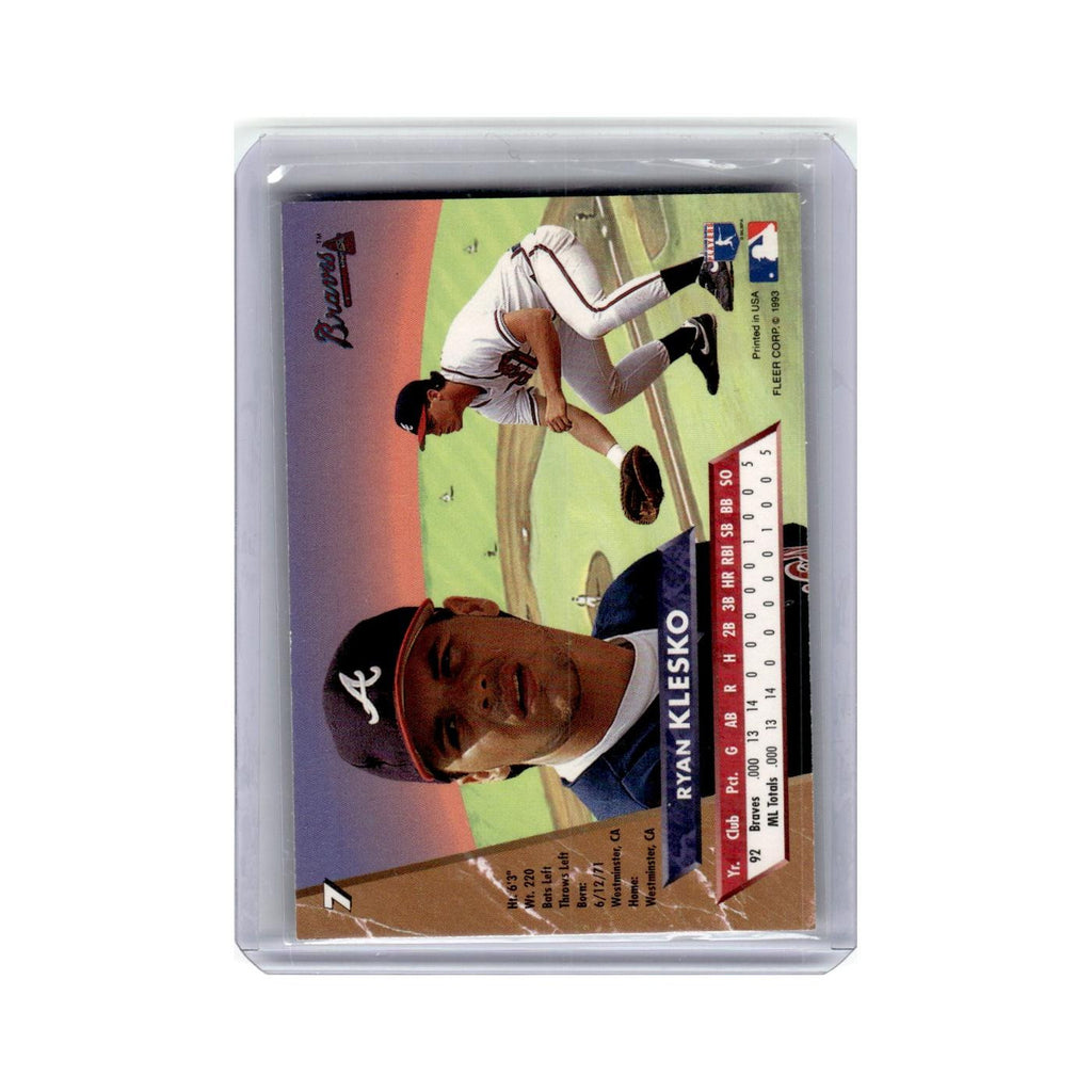 Ryan Klesko 1993 Fleer Ultra #7 Atlanta Braves Baseball Card NM