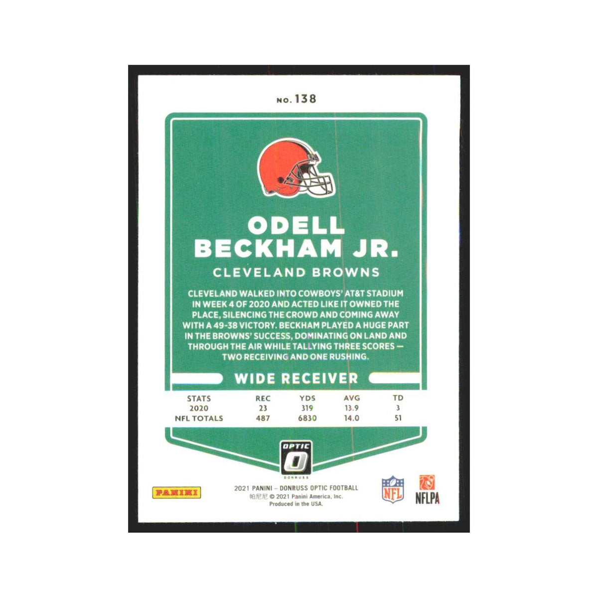 2021 Donruss Optic Odell Beckham Jr. Browns #138